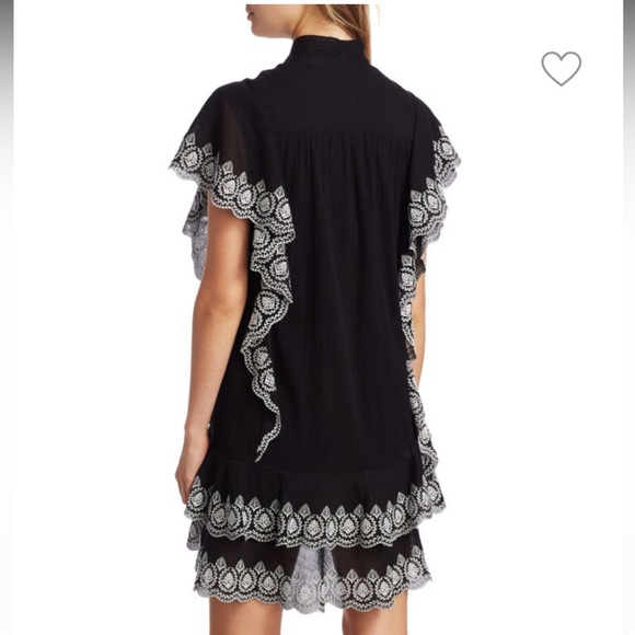 DEREK LAM 10 CROSBY Black Dress with White Embroidered Trim Size 2 - Picture 4 of 9